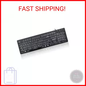 Perixx PERIBOARD-317 Wired Backlit USB Keyboard, Big Print Letter with White Ill - Picture 1 of 2
