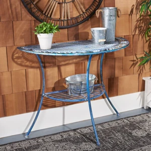 SAFAVIEH Outdoor Collection Genson End Table | Antique Blue | - Picture 1 of 11