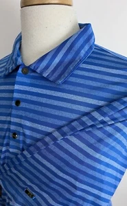 Tiger Woods Collection Men's Polo Shirt Size 2XL Blue Color Striped Dri Fit - Picture 1 of 15