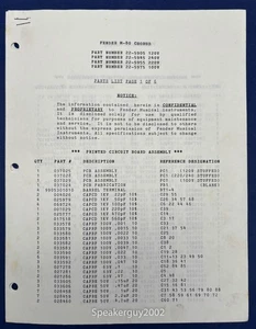 Original Fender M-80 Chorus Schematic & Parts List - Picture 1 of 1