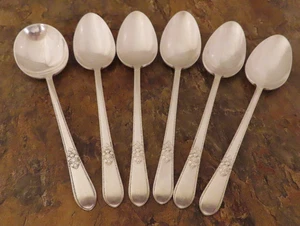 IS Adoration Set of 6 Soup Spoons 1847 Rogers Vtg Silverplate Flatware Lot C - Picture 1 of 5
