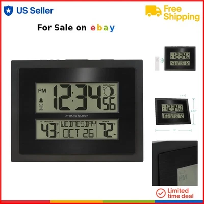 Digital Atomic Clock with Outdoor Temp Moon Phase Home Office - Image 1 of 4