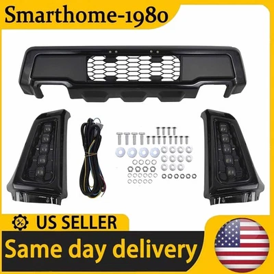 For 2015-2017 Ford F150 F-150 Front Bumper Raptor Style W/LED Lights Black Steel - Imagem 1 de 4