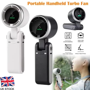 Rechargeable Handheld Turbo Fan with Digital Display Portable Travel Mini Fan - Picture 1 of 23