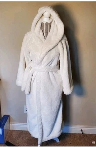 Bata larga de felpa suave con capucha Pottery Barn para mujer talla M marfil nueva sin etiquetas acogedora - Imagen 1 de 11