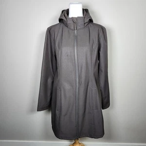Athletic Works Rain Coat Womens Large Removable Hood Windproof Fleece Lined Long - Picture 1 of 16