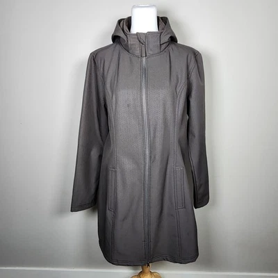 Athletic Works Rain Coat Womens Large Removable Hood Windproof Fleece Lined Long - Image 1 of 4