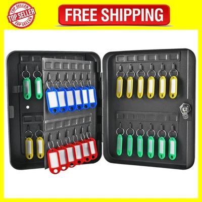48Key Cabinet Wall Mount Locking Key Organizer Key Storage Lock Box Black New - Image 1 of 4