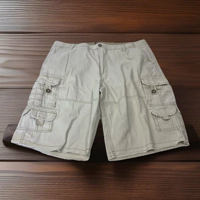 Shorts cargo Plugg masculino 38 2XL bolso branco sólido 100% algodão durável - Imagem 1 de 4
