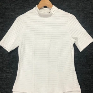 Simply Vera Vera Wang Mock Neck Top Textured Short Sleeve White Size S - Picture 1 of 8