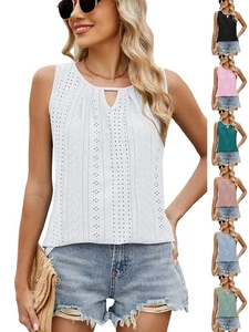 Essential Women Sleeveless Hollowed Out Top for Casual Summer Activities - Picture 1 of 108