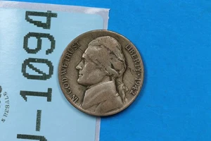 1942-P SILVER 5c JEFFERSON WARTIME NICKEL LAMINATION ERROR US TYPE COIN RAW-1094 - Picture 1 of 2