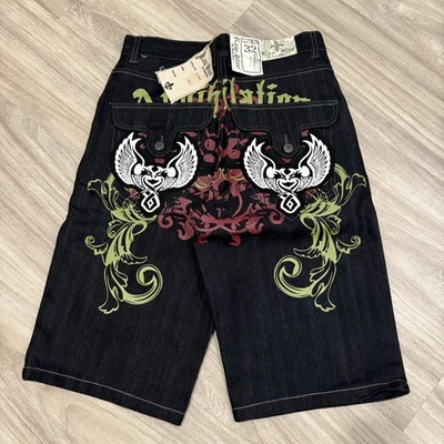 Vintage Y2K Raw Blue Jean Shorts Mens 32 Loose Baggy Fit Grunge Oversized Emo - Image 1 of 3