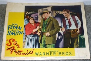 SAN ANTONIO original 1945 lobby card ERROL FLYNN/JOHN LITEL 11x14 movie poster