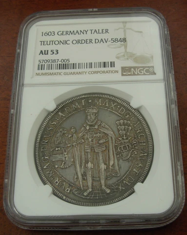 Germany Teutonic Order 1603 Silver Thaler NGC AU53 Cover