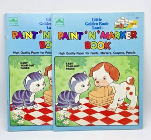 Children’s Paint ‘N’ Marker Activity Book Little Golden Book Land 1989 Set of 2 - Picture 1 of 14