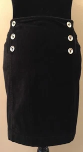 White House Black Market Womens Straight Skirt Size 10 Black Velvet Side Zipper - Picture 1 of 10