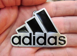 Vtg ADIDAS Belt Buckle SHOE Footwear Running Jogging Athletics Stripes RARE VG++ - Picture 1 of 4