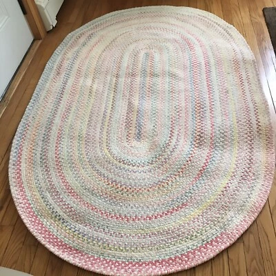 Capel Braided Handmade Pastel Chenille Rug 4' x  Reversible EXCELLENT COND! - Image 1 of 2