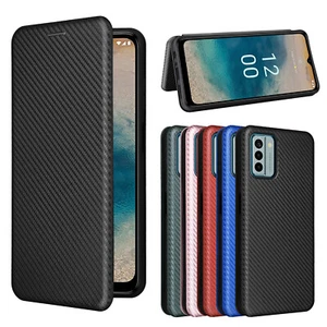For Nokia G22 C32 C12 pro Plus Magnetic Carbon Fiber Leather Wallet phone Case - Picture 1 of 29