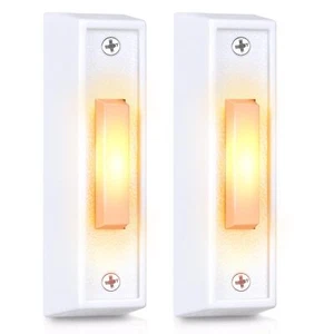 2 Pcs Lighted Doorbell Button, Wired Door Bell Push Buttons LED Door Chime, W... - Picture 1 of 8
