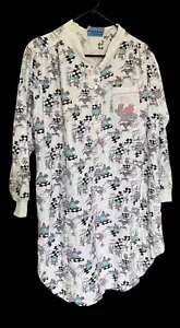 Camicia da notte vintage Hippo Chef flanella donna taglia XL/1X 24w maniche lunghe rara carina - Foto 1 di 7
