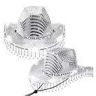 Rhinestones Fringed Cowboy Hat Women DanceParty Hat Bridal Shower LED Headwear