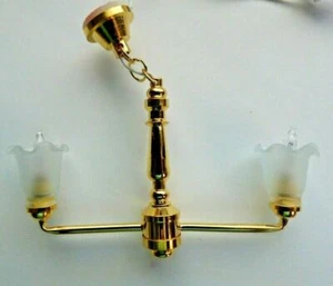 Candelabro de tono campana de 2 brazos para casa de muñecas en miniatura - 12 V eléctrico - Imagen 1 de 1