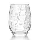 Engraved New York City Map Stemless Wine Glass, Etched Wine Glass (15 oz, Cle...