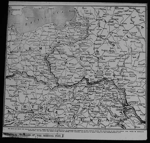WW1 MAP - THE WAR IN GALICIA Magic Lantern Slide WORLD WAR ONE - Picture 1 of 3