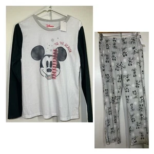 Disney Mickey Mouse Pajama Set Long Sleeve Top & Microfleece Bottoms Small NEW! - Picture 1 of 12