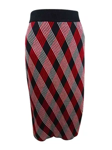Anne Klein Women's Plaid Pull-on Skirt (XS, Anne Black/Titian Red) - Picture 1 of 3