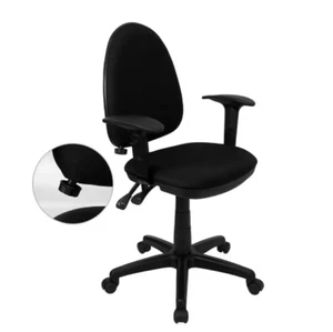 Mid-Back Black Fabric Multi-Functional Swivel Task Chair with Adjustable Lumbar - Picture 1 of 4