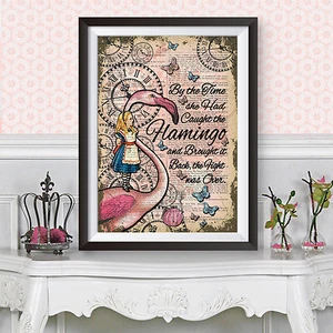 Reproducción arte imprimir diccionario fondo alicia en el país de las maravillas flamenco rosa - Imagen 1 de 2