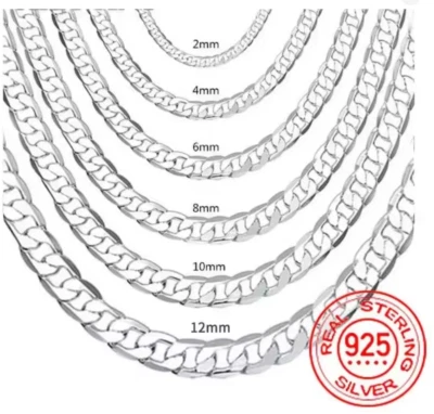 Herren Halskette Kette 2 /4/6/8/10/12mm 40 - 75cm Silber 925 Panzerkette Schmuck - Bild 1 von 4