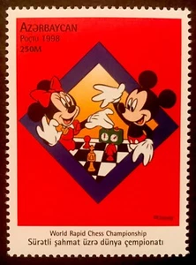 AZERBAIJAN DISNEY WORLD RAPID CHESS CHAMPIONSHIP SINGLE STAMP 1998 MNH MICKEY - Picture 1 of 1