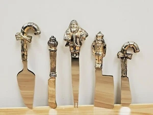 Vintage Wallace Silverplate Stainless Christmas Cheese Cutter 5 pc set - Picture 1 of 12