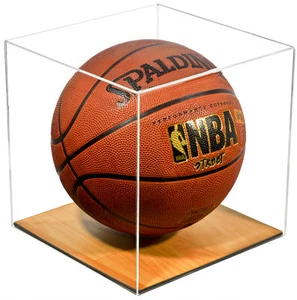 Estuche de exhibición de baloncesto de acrílico transparente tamaño completo con piso de madera (A008-CWB) - Imagen 1 de 10