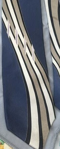 Zilos George Machado Blue Cream Black Diagonal Stripe 100% Silk Mens Tie - Picture 1 of 2