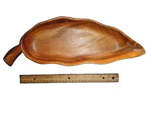 "Bandeja de madera vintage de mono hawaiano hoja 18"" de largo 6,5"" a través de Hawaii Monkeypod" - Imagen 1 de 5