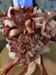 Ramo de novia flores de seda malva y rosa, ramo hecho a mano, por favor ve fotos - Imagen 1 de 5