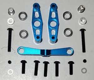 TAMIYA TT02 ALUMINIUM STEERING BRIDGE & BELL CRANK C/W BEARINGS SCREWS UK SELLER - Picture 1 of 10