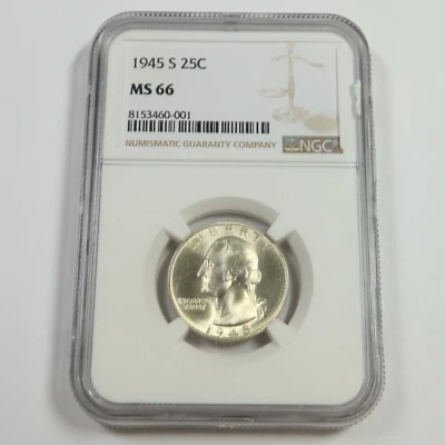 1945 S NGC MS66 - SILVER Washington Quarter 25c US Coin #53381A - Image 1 of 3