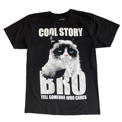 Grumpy Cat Graphic T Shirt Cool Story Bro Men's Medium Black - Imagem 1 de 4