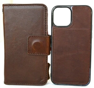 Genuine Real Leather Case For Apple iPhone 12 Wallet Cover Removable Book Luxury - Picture 1 of 9