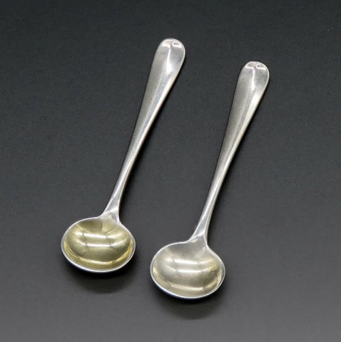 2 Tiffany Rat Tail/ Queen Anne Sterling Master Salt Spoons Cover