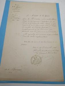 LETTRE NOMINATION CAPITAINE MOREAU 1884 Signé GENERAL 49EME DIVISION INFANTERIE - Picture 1 of 2