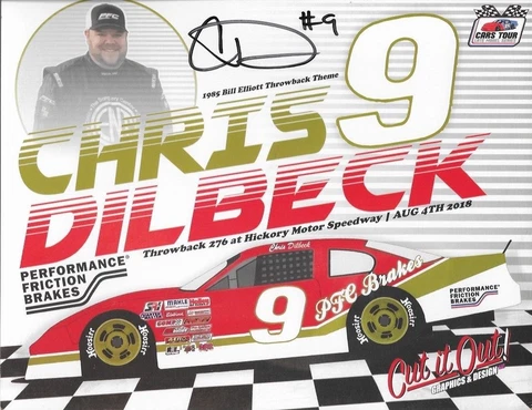 SIGNED 2018 CHRIS DILBECK "BILL ELLIOTT THROWBACK" #9 NON NASCAR LM POSTCARD Cover