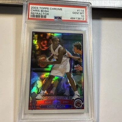 2003 Topps Chrome Chris Bosh #114 Raptors Refractor Rookie RC PSA 10 Gem Mint - Image 1 of 2
