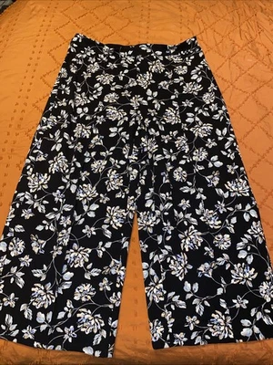 J.Jill Wearever Elastizado Pull On Pierna Ancha Recortes Negro Ditsy Floral XL Ray/Ny/Spa Foto 1 de 4